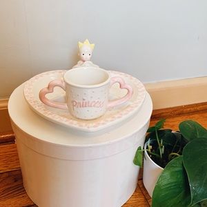 mud pie 1999 princess 2 handled cup & plate